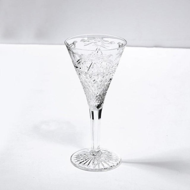 Late 20th Century Set of 60 Modernist Etched Crystal Glasses by Stuart With Neoclassical Detailing For Sale - Image 5 of 12