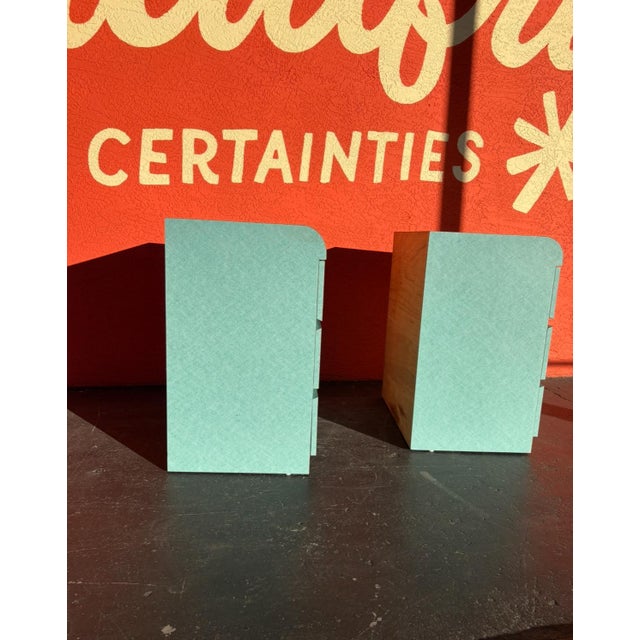 Wood Postmod Aqua Nightstand Pair For Sale - Image 7 of 8