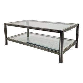 Vintage Glass & Metal Coffee Table, 1990s For Sale