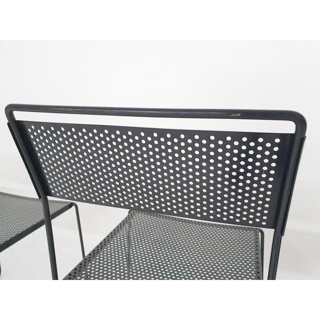 Metal Black Metal Perforated Dining Chairs 1980s, Set of 4 For Sale - Image 7 of 10