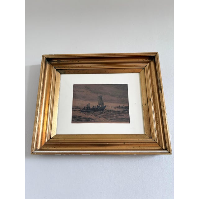 Sailing Boat, 1900, Etching, Framed For Sale - Image 5 of 13