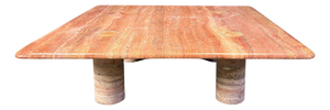 Red Travertine Coffee Table by Angelo Mangiarotti for Up&Up, Italy, 1970s