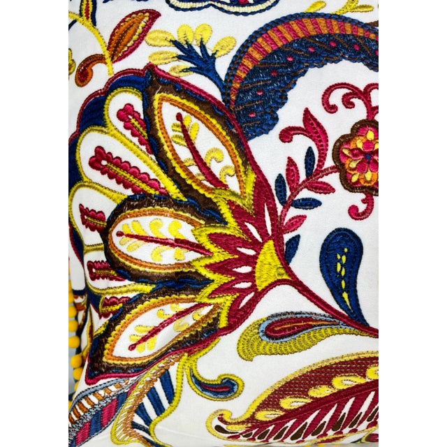 20" Square Decorative Throw Pillow With a Striking Modern Paisley Floral Pattern With a Needlepoint Look Appearance - Made in the U K For Sale In Dallas - Image 6 of 12