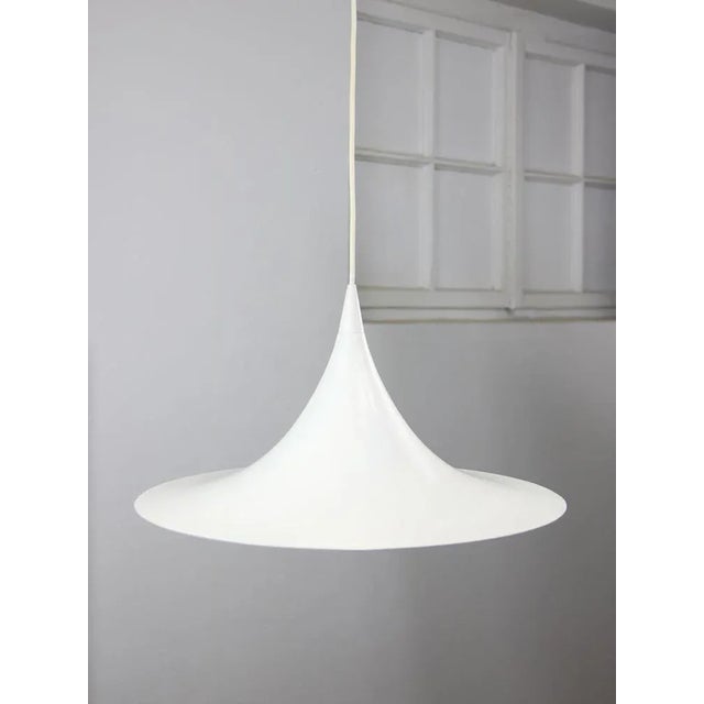 Danish White Trumpet Pendant Lamp attributed to Claus Bonderup & Torsten Thorup For Sale - Image 11 of 11