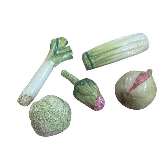 French Vintage Trompe Loleil Ceramic Vegetable Decorative Objects - Set of 5 For Sale - Image 3 of 17