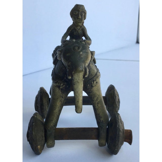 Metal 1970s Brass Elephant on Wheels Figurine - For Sale - Image 7 of 8