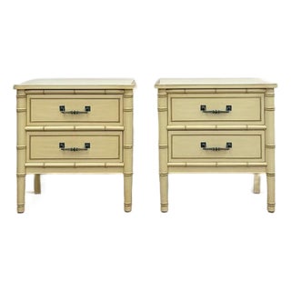 Vintage Henry Link Bali Hai Coastal Hollywood Regency Cream Nightstands, 2 Pieces, Attributed For Sale