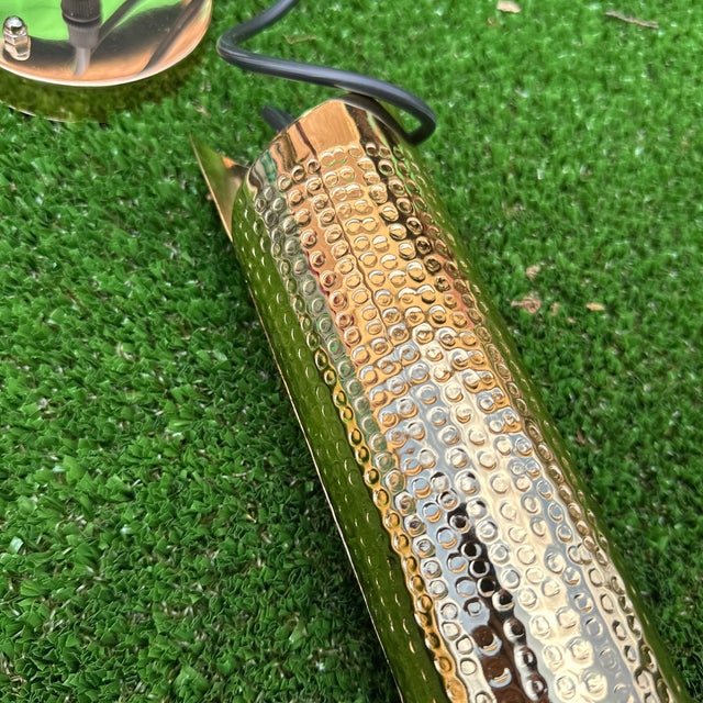 1970s 1970s Hand Hammered Gold Tube Hanging Crystal Pendant Lights - a Pair For Sale - Image 5 of 10