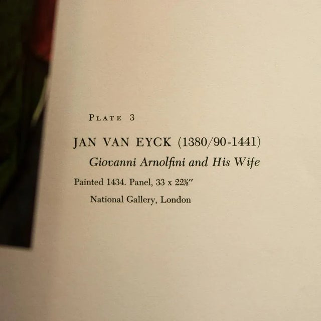 1950s 1956 After Jan Van Eyck "Giovanni Arnolfini and His Wife", Vintage Full-Color Print For Sale - Image 5 of 8