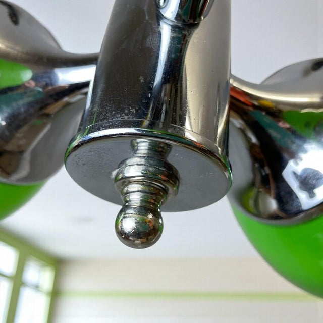 Space Age Green Glass and Chromed Pendant Light, 1970s For Sale - Image 11 of 15