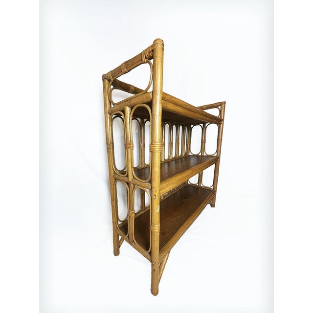 Wood Vintage Bamboo Wicker Display Shelves, 1970 For Sale - Image 7 of 13