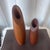 A pair of really cool modernist MCM solid staved teak bud vase, circa the 1970s. The vases are in very good vintage...