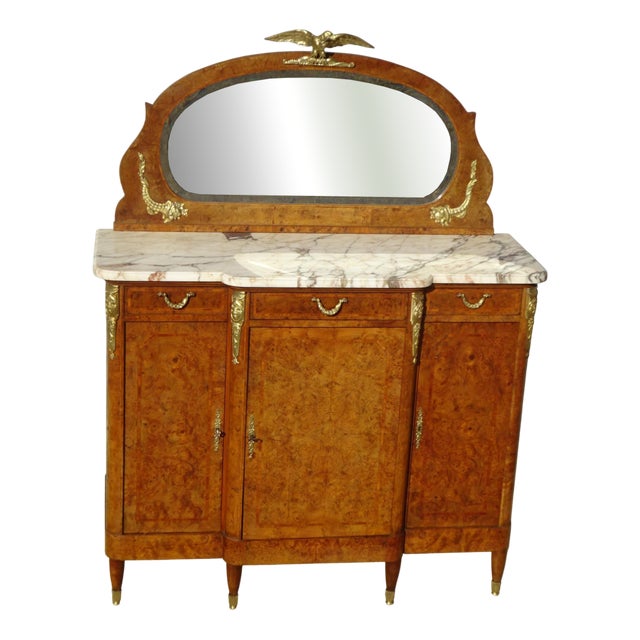 Louis XVI Style Buffet in Burr Walnut with Gilt Bronze Mounts, Mid-19th Century For Sale