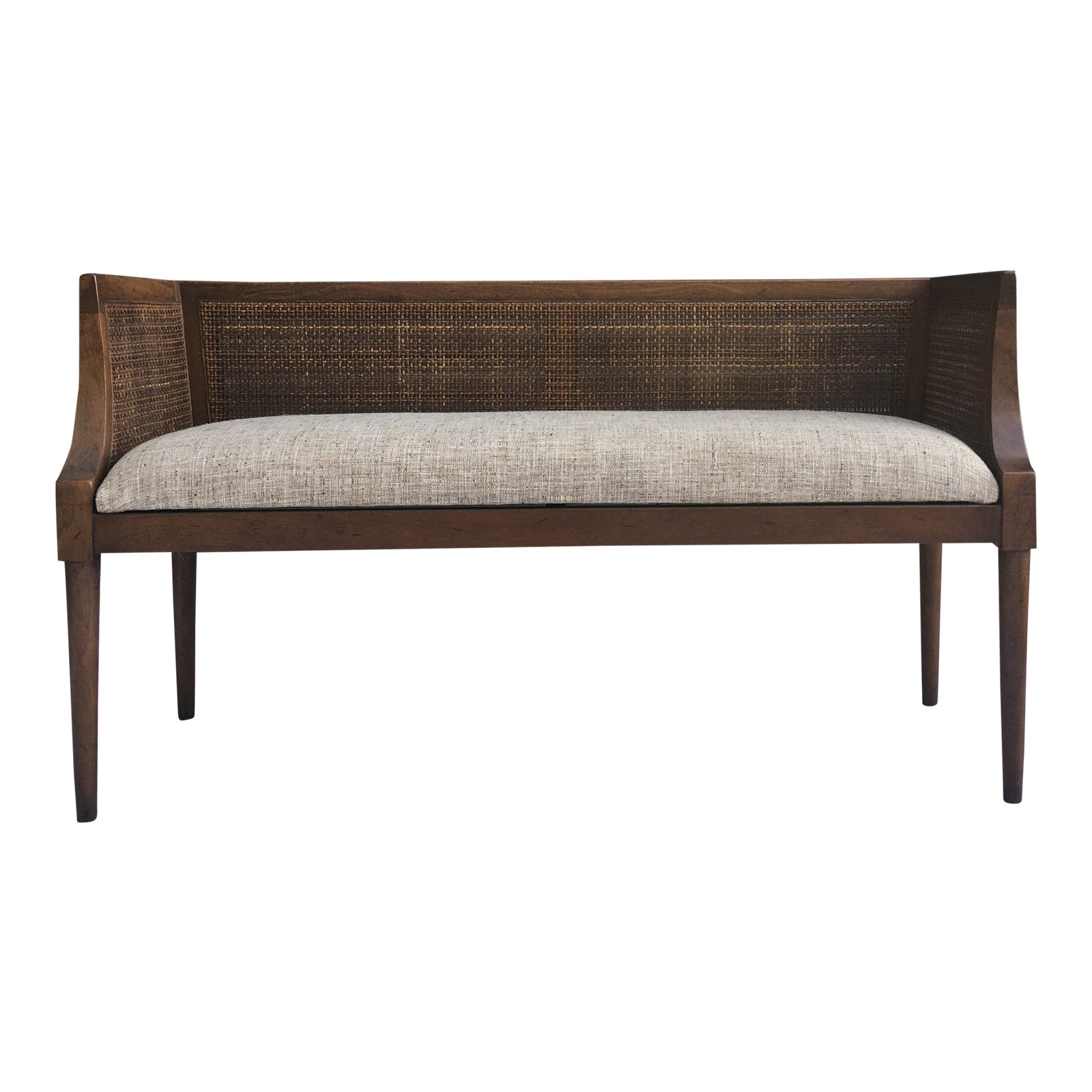 Walnut W Cane Mcm Bench Chairish
