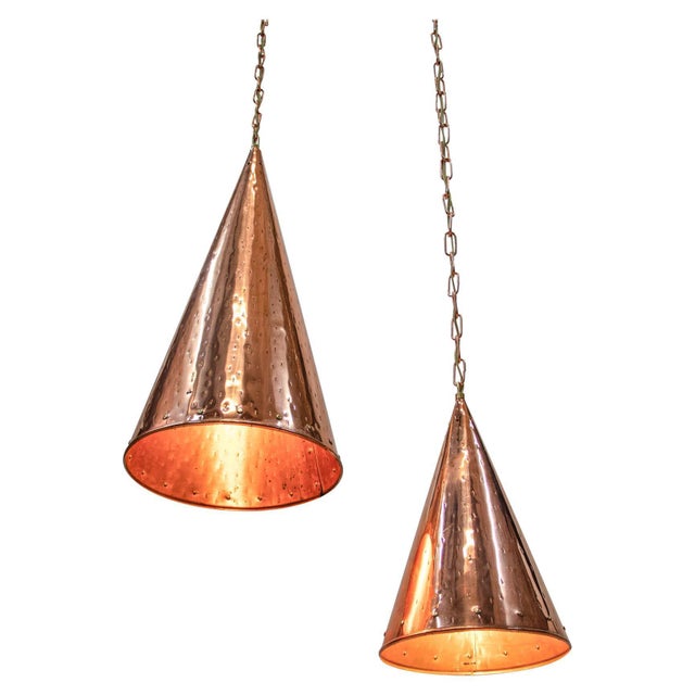 Danish Hammered Copper Cone Pendant Lamps by E. S. Horn Aalestrup, 1950s, Set of 2 For Sale - Image 14 of 14