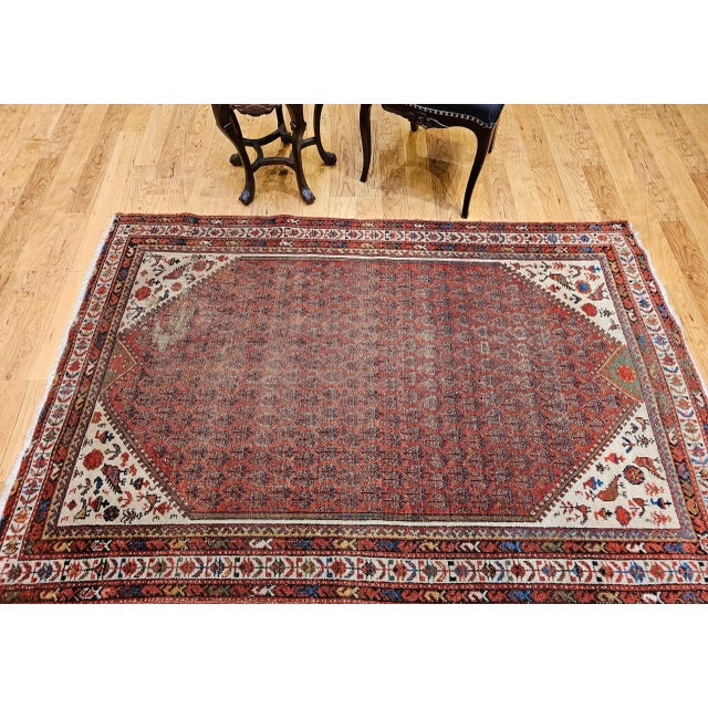 Vintage Persian Malayer Area Rug, Wool Pile, Allover Paisley Design, 1920s For Sale - Image 4 of 12