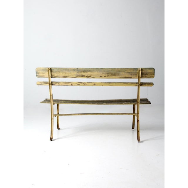 Vintage Wood Slat Bench For Sale - Image 11 of 12
