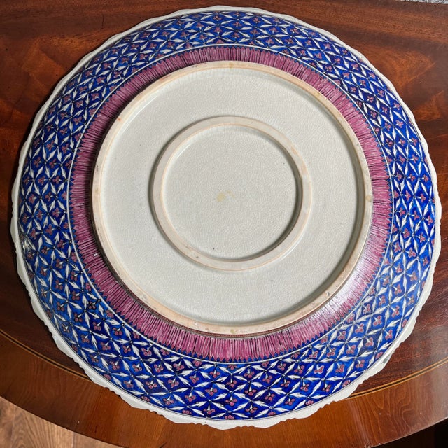 Late 20th Century Vintage Hand-Painted Oriental Plate & Brass Stand For Sale - Image 5 of 8