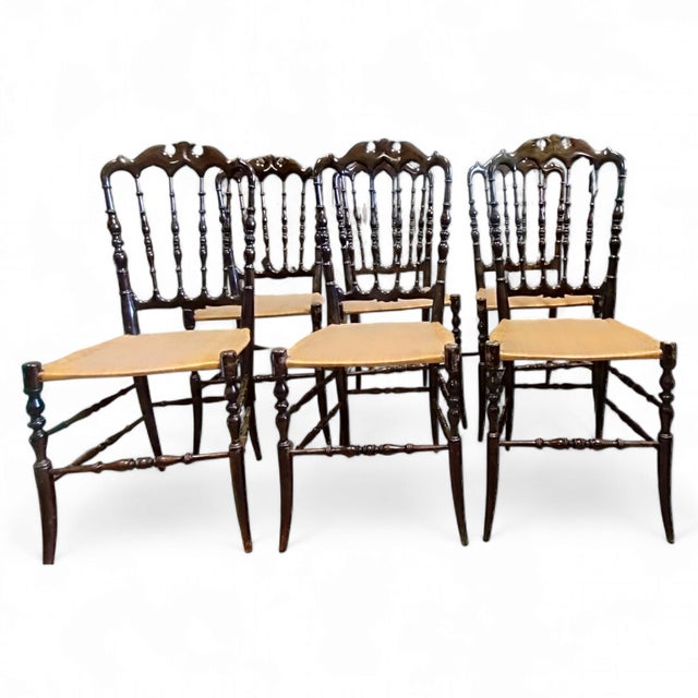 Cherrywood Chiavarine Chairs attributed to Giuseppe Gaetano Descalzi, 1920s, Set of 6 For Sale - Image 10 of 18