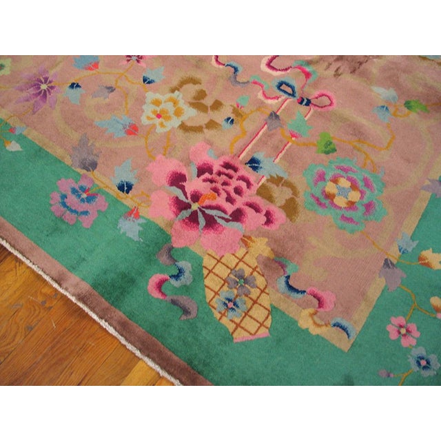 Early 20th Century Wool Pile Hand Knotted Room Size Soft Mauve Color Antique Chinese Art Deco Area Rug For Sale - Image 5 of 5