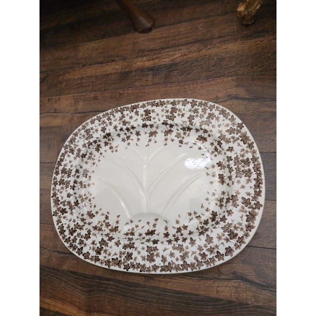 English Antique Royal Worcester Brown Ivy Meat Platter For Sale - Image 3 of 9