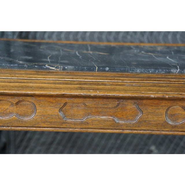 Antique Belle Epoque French Louis XV Style Walnut Marble Side Table Plant Stand For Sale - Image 12 of 18