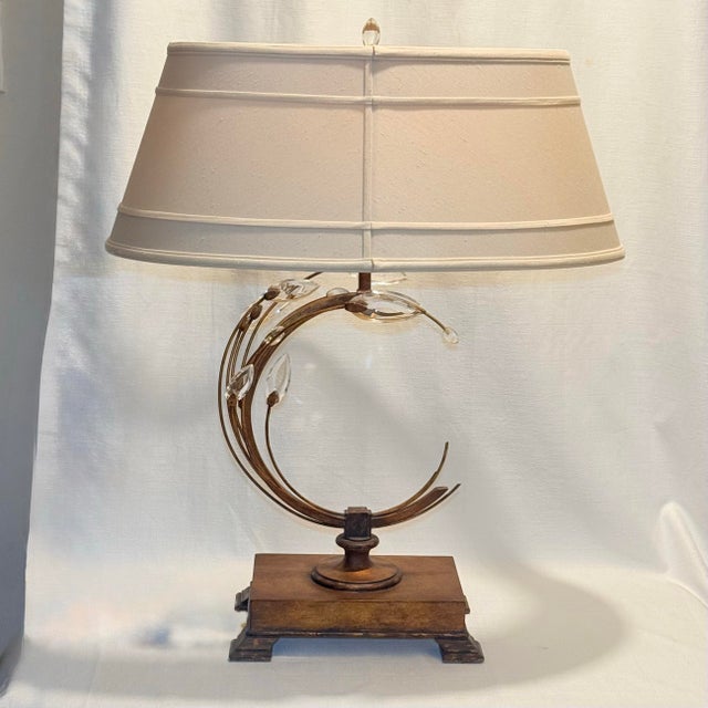 Late 20th Century Late 20th Century Fine Art Handcrafted Lighting Crystal Laurel Table Lamp For Sale - Image 5 of 12