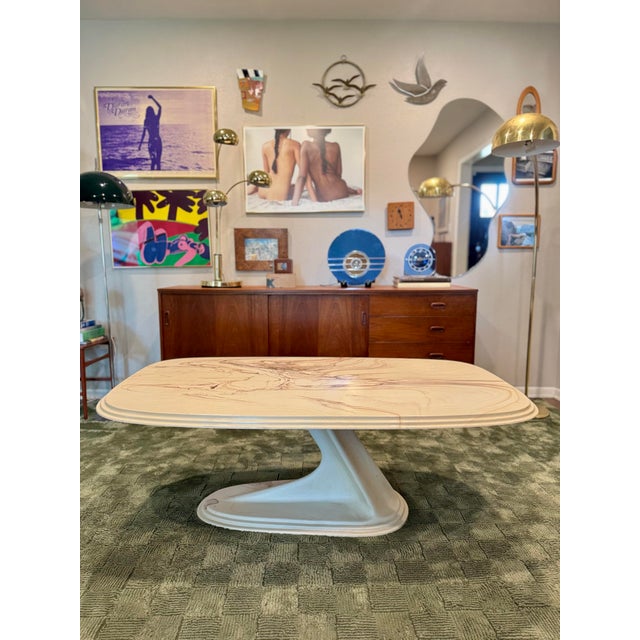 White A Rare Italian Coffee Table, Made in Italy, Circa 1960s-80s(?). It Is Made of Marmorino For Sale - Image 8 of 11