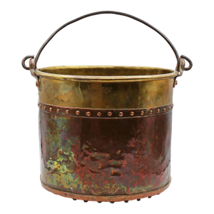 Circa 1880 English Copper & Brass Large Bucket
