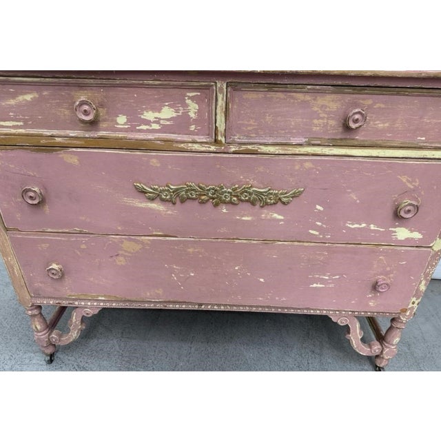 Early 20th Century Shabby Chic French Provincial Pink Painted Chest of Drawers Hollywood Provenance Days of Our Lives + For Sale - Image 5 of 6
