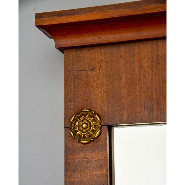 Brown 19th Century Empire Style Ormolu and Mahogany Framed Wall Mirror For Sale - Image 8 of 10