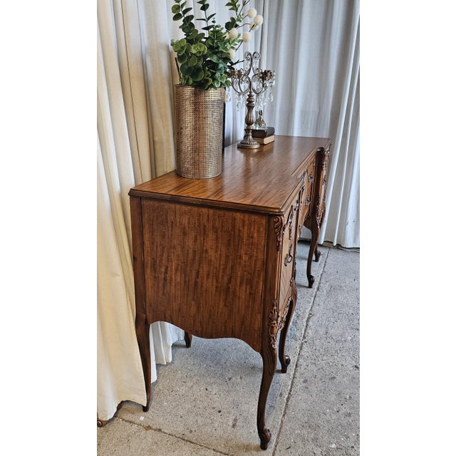 Burl Wood / Veneer Sideboard Buffet, Louis XV Style, 1930's Sideboard Cabinet For Sale - Image 4 of 18