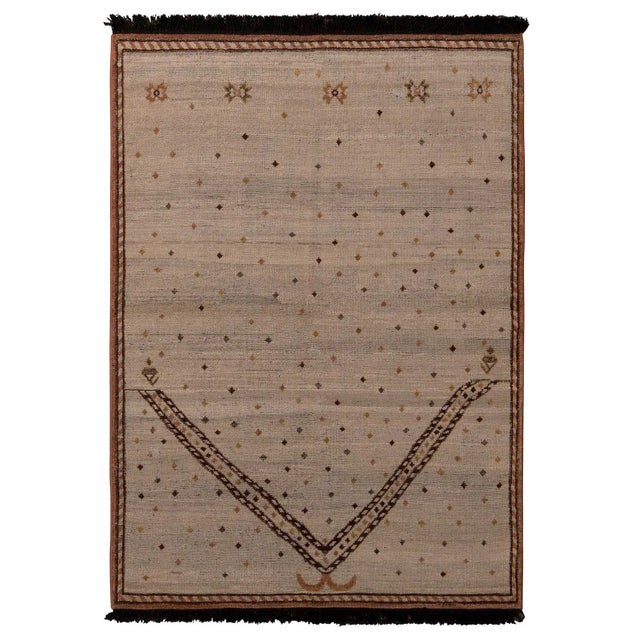 Beige Handknotted Celestial Dome Rug with Black Fringe, 6'x9' For Sale - Image 8 of 8