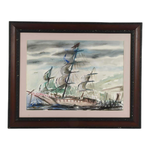 Framed Signed Maurice Logan Nautical Watercolor