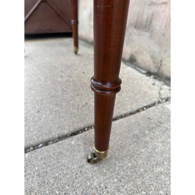 1980s Vintage Ethan Allen Console on Casters With Bamboo Shaped Legs For Sale - Image 5 of 8