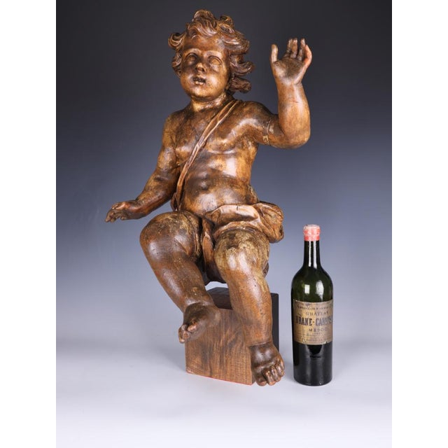 Wood Italian Artist, Large Carved Putto Cherub Figure, Late 18th Century, Limewood For Sale - Image 7 of 18