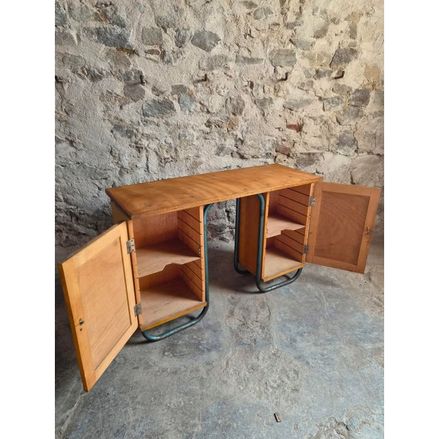 Bauhaus French Modern Beech and Tubular Steel Writing Desk, 1930s For Sale - Image 3 of 18