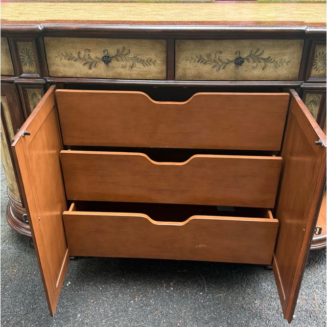 Wood Rustic European Paint Decorated Demi Lune Sideboard For Sale - Image 7 of 12