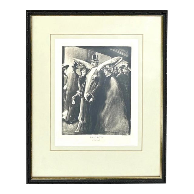 Vintage Art Deco Era Illusion Etching Print For Sale