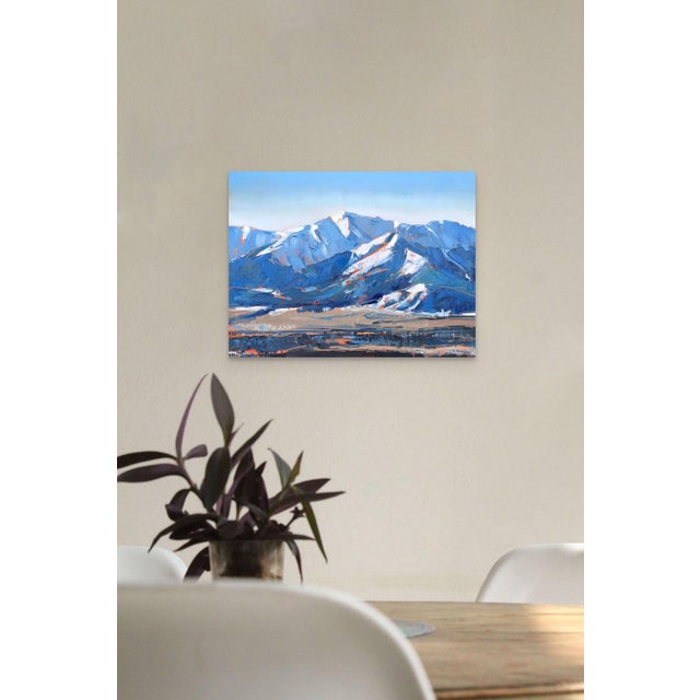 Contemporary Sangre De Cristo Range, Salida Colorado by David Shingler | Oil on Wood Mountain landscape. For Sale - Image 3 of 5