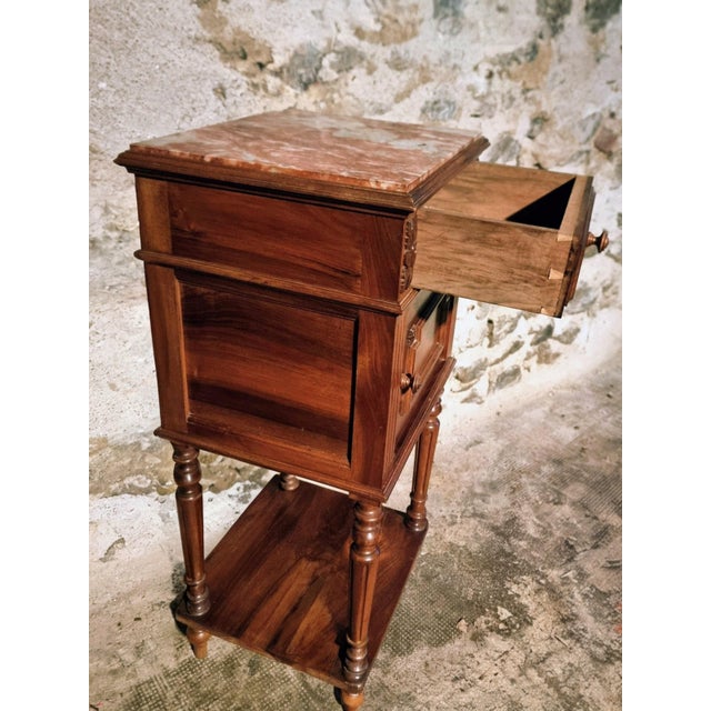 Antique French Louis XVI Style Bedside Cabinet with Marble Top For Sale - Image 5 of 12