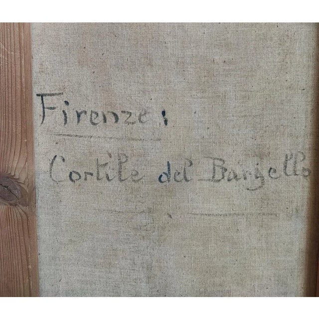 Enrico Bianchini, Firenze Cortile del Bargello, Oil on Canvas, Framed For Sale - Image 9 of 11