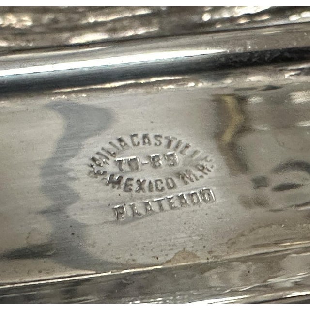 Silver Plated Serving Tray by Emilia Castillo, Mexico 1980's For Sale - Image 11 of 12