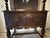 Antique Jacobean Style Carved Oak Cabinet Hutch With Pietra Dura Inlay, Carved Details and Black Marble Top For Sale - Image 11 of 12