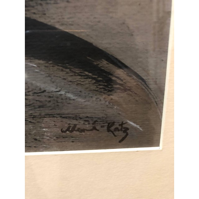 Modern Mane KatzAbstract Landscape with Palm Tree Judaica Gouache Painting For Sale - Image 3 of 5