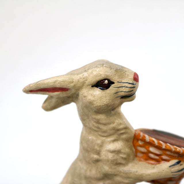 Vintage Vaillancourt Sculptural Folk Art Chalkware Hand Painted Standing Rabbit Figurine For Sale In Cincinnati - Image 6 of 8