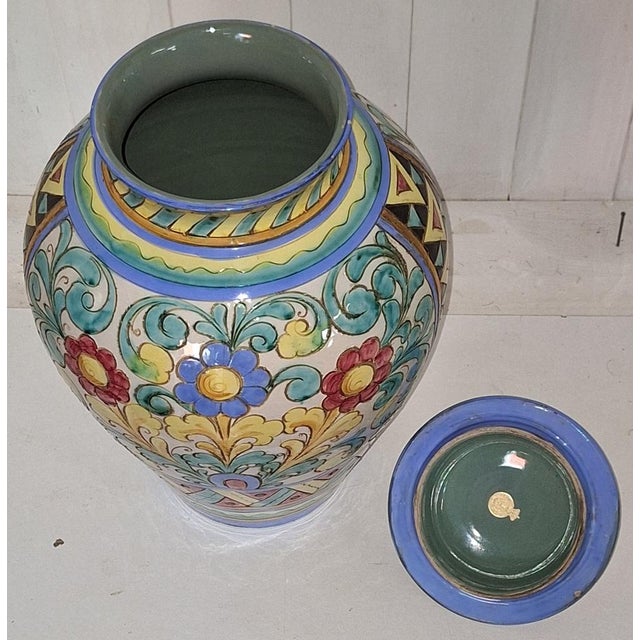 Vintage Italian Ceramic Lidded Vase, 1970s For Sale - Image 3 of 6
