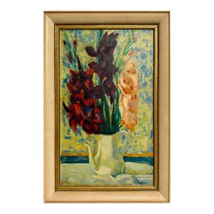 Luigi Corbellini, Luigi Corbellini French Italian Post Impressionist Oil Painting Vase of Flowers