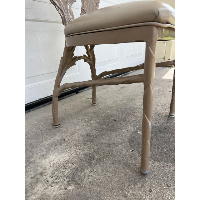 Metal Vintage Hollywood Regency Era Banana Leaf Cast Aluminum Chairs 2 Pieces For Sale - Image 7 of 17
