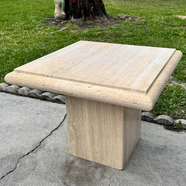 Stone Vintage Italian Travertine Side Table For Sale - Image 7 of 9